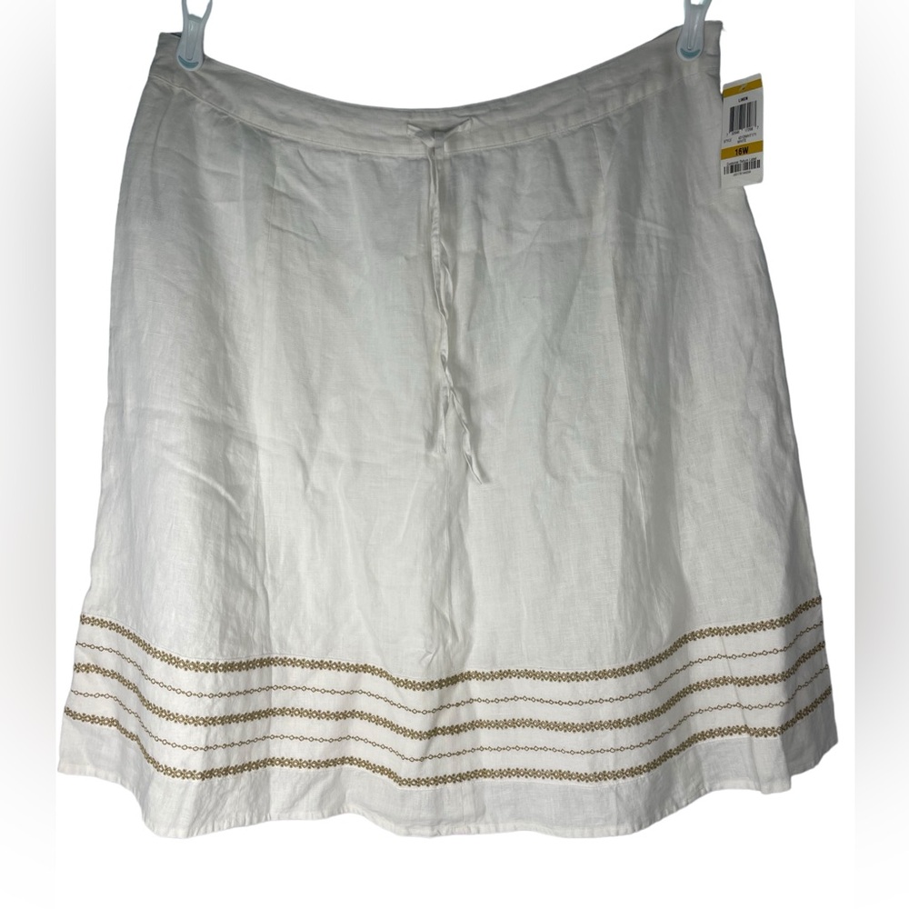 Style‎ & Co white 16w Linen Skirt with embroidery